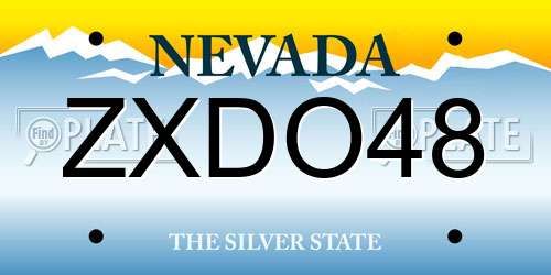 ZXDO48 Nevada License Plate