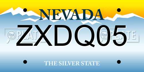 ZXDQ05 Nevada License Plate