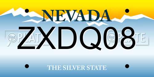 ZXDQ08 Nevada License Plate