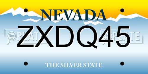 ZXDQ45 Nevada License Plate