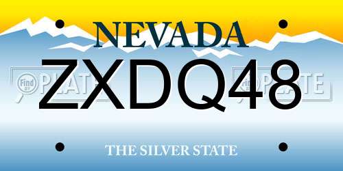ZXDQ48 Nevada License Plate