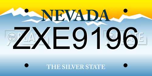 ZXE9196 Nevada License Plate