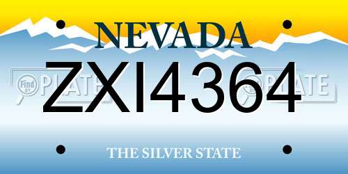 ZXI4364 Nevada License Plate