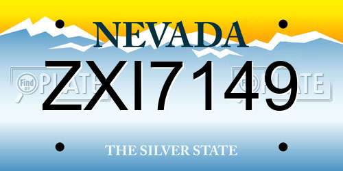 ZXI7149 Nevada License Plate