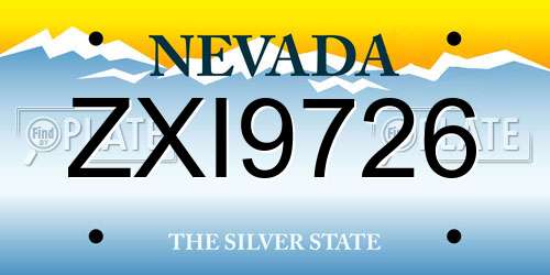 ZXI9726 Nevada License Plate