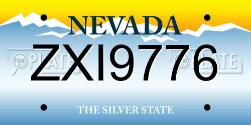 ZXI9776 Nevada License Plate