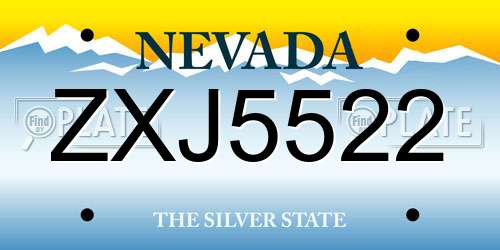 ZXJ5522 Nevada License Plate