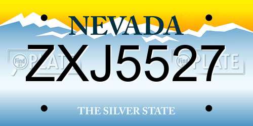 ZXJ5527 Nevada License Plate