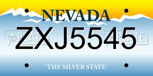 ZXJ5545 Nevada License Plate