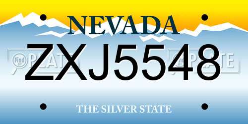 ZXJ5548 Nevada License Plate