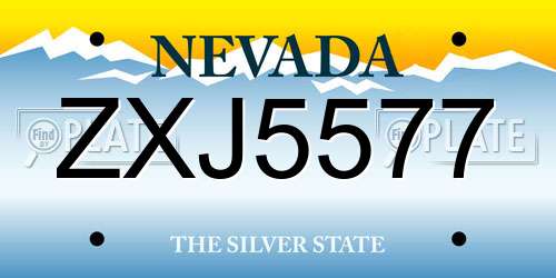 ZXJ5577 Nevada License Plate