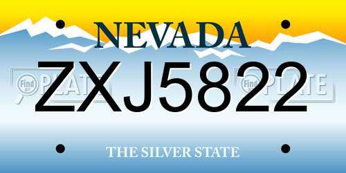ZXJ5822 Nevada License Plate