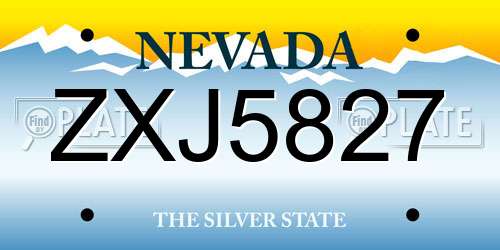 ZXJ5827 Nevada License Plate