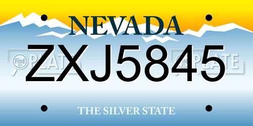 ZXJ5845 Nevada License Plate