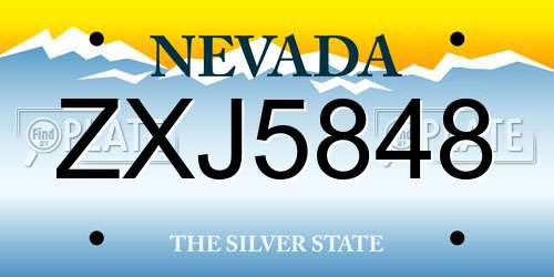 ZXJ5848 Nevada License Plate