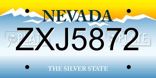 ZXJ5872 Nevada License Plate