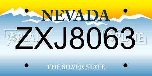 ZXJ8063 Nevada License Plate