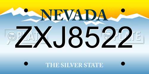 ZXJ8522 Nevada License Plate
