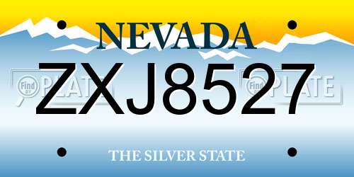 ZXJ8527 Nevada License Plate