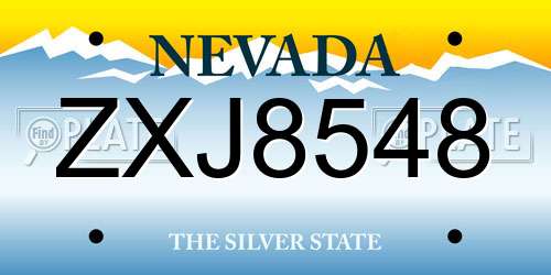 ZXJ8548 Nevada License Plate