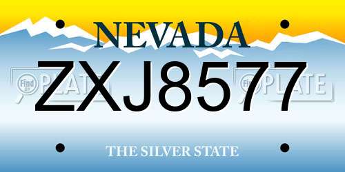 ZXJ8577 Nevada License Plate