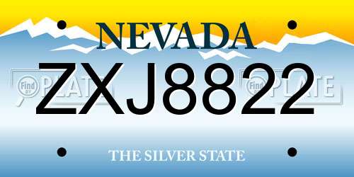 ZXJ8822 Nevada License Plate