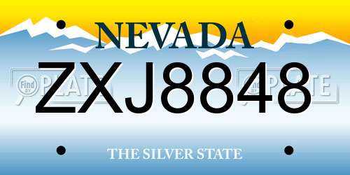 ZXJ8848 Nevada License Plate
