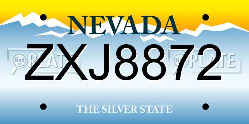 ZXJ8872 Nevada License Plate