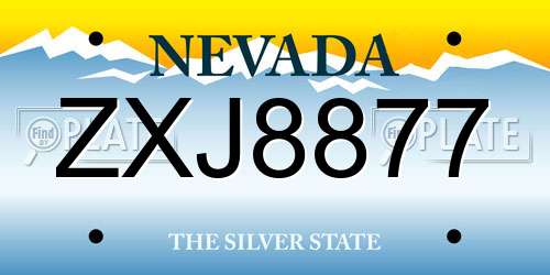 ZXJ8877 Nevada License Plate