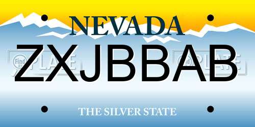 ZXJBBAB Nevada License Plate