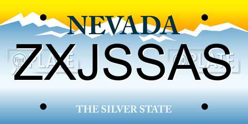 ZXJSSAS Nevada License Plate