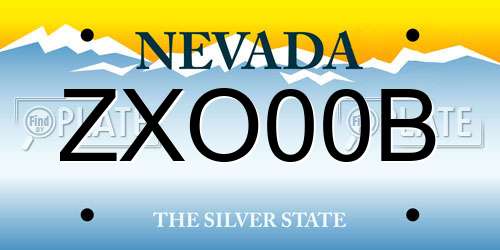 ZXO00B Nevada License Plate
