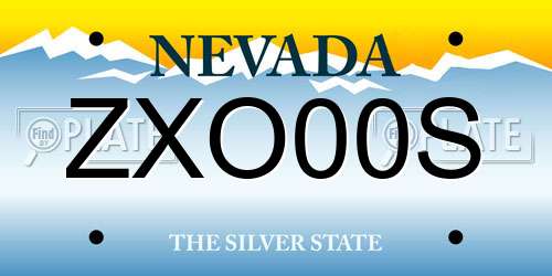 ZXO00S Nevada License Plate