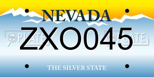 ZXO045 Nevada License Plate