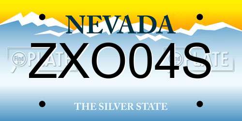 ZXO04S Nevada License Plate