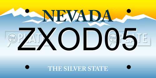ZXOD05 Nevada License Plate