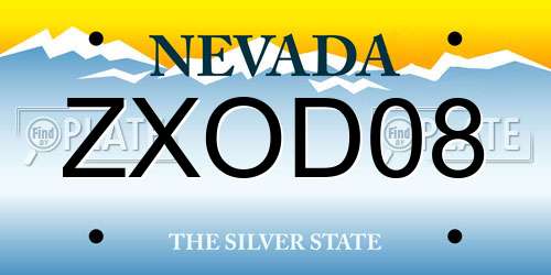 ZXOD08 Nevada License Plate