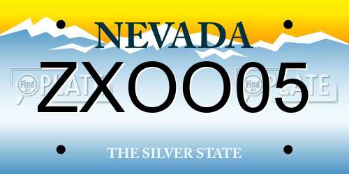 ZXOO05 Nevada License Plate