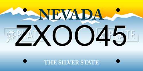 ZXOO45 Nevada License Plate