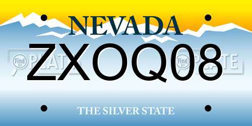 ZXOQ08 Nevada License Plate