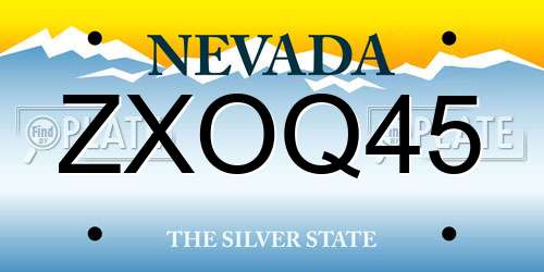 ZXOQ45 Nevada License Plate