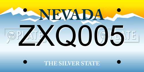 ZXQ005 Nevada License Plate