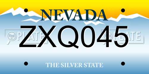ZXQ045 Nevada License Plate