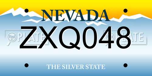 ZXQ048 Nevada License Plate