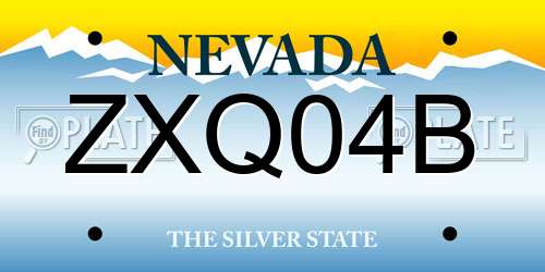 ZXQ04B Nevada License Plate