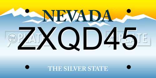 ZXQD45 Nevada License Plate