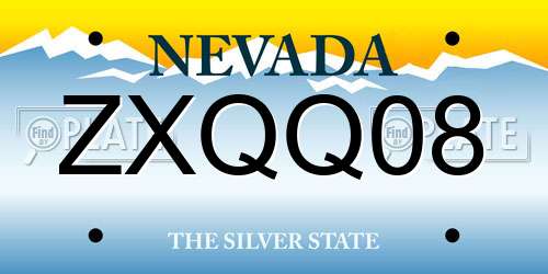 ZXQQ08 Nevada License Plate