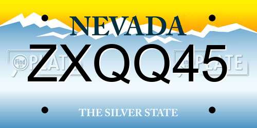 ZXQQ45 Nevada License Plate