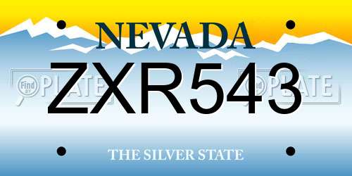 ZXR543 Nevada License Plate