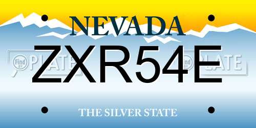 ZXR54E Nevada License Plate